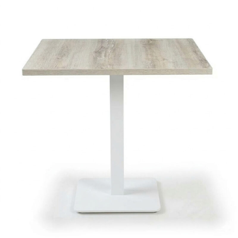 Tavolo 80x80 Completo di Base e Piano in Legno WHITE WOOD